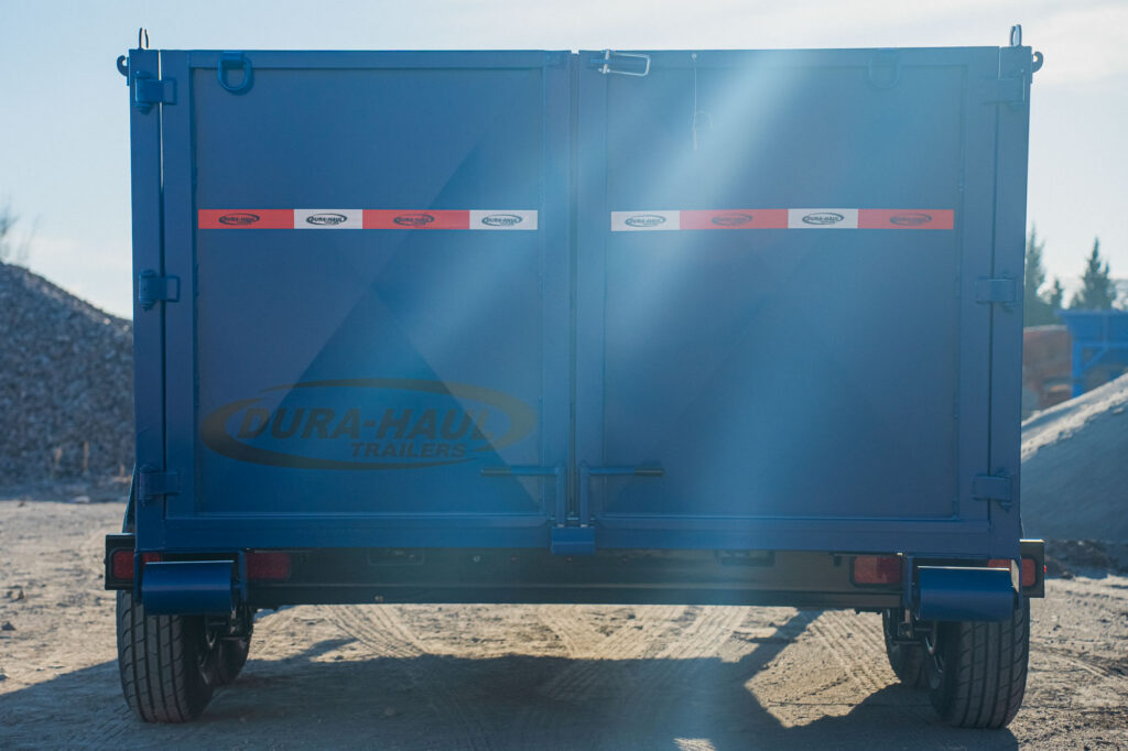 RKO Gooseneck Rolloff Dump Trailer Blue Rear view