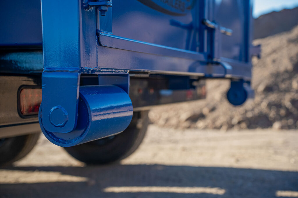 RKO Gooseneck Rolloff Dump Trailer Blue Rollers Detail
