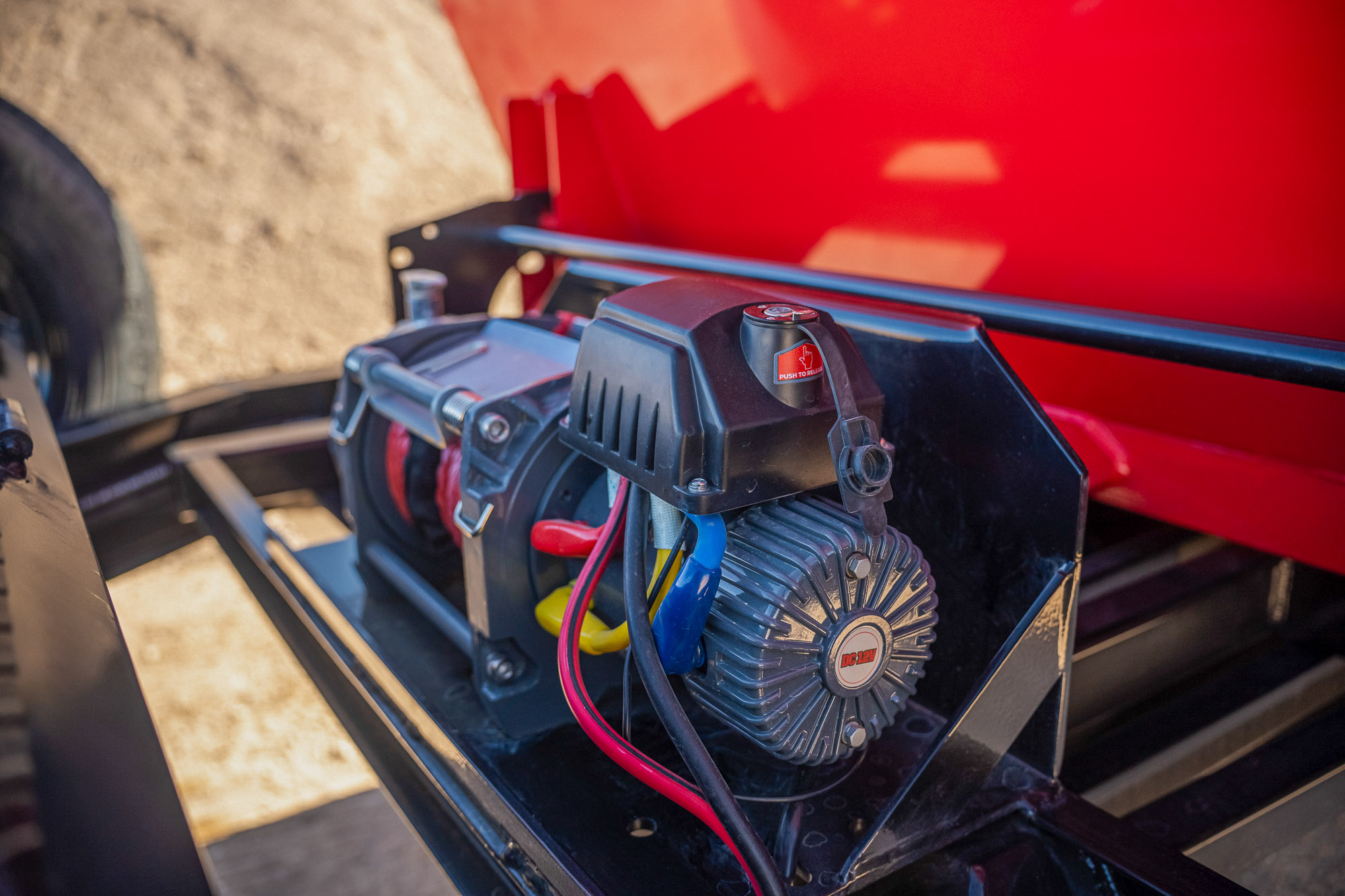 RRO-Rolloff Dumpster Trailer Red Winch Detail